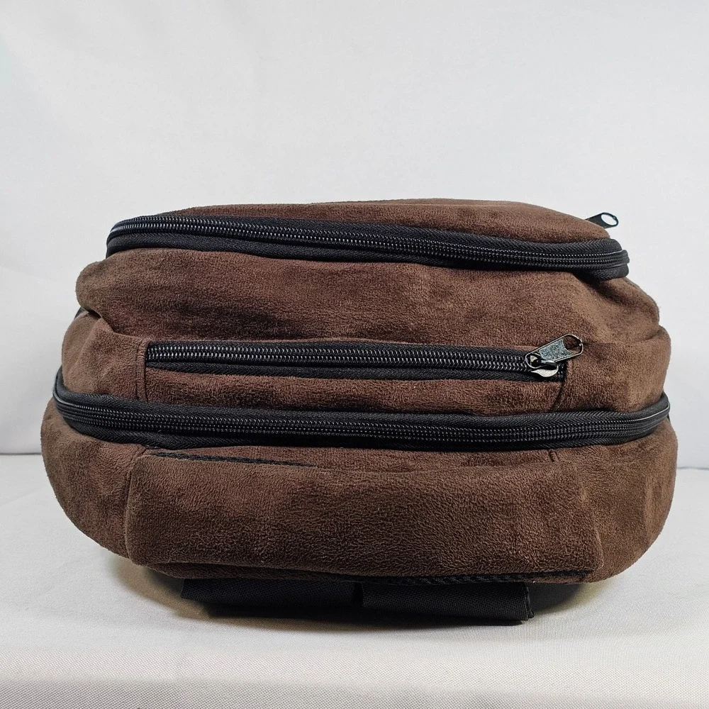 Belmond Hiram Bingham Backpack Brown Faux Suede Black Canvas Travel Bag Mens